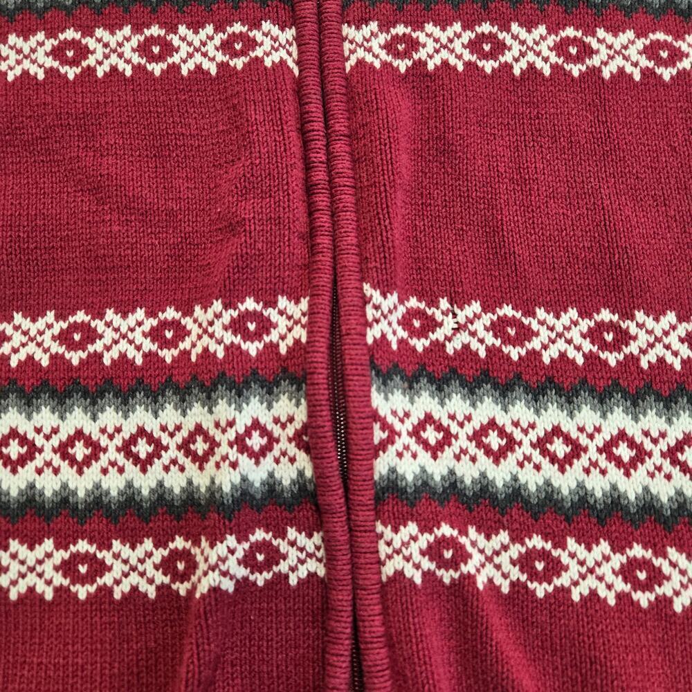 Croft & Barrow Red Full-zip Cardigan Sweater Women's Size XL Fair Isle - Picture 4 of 9